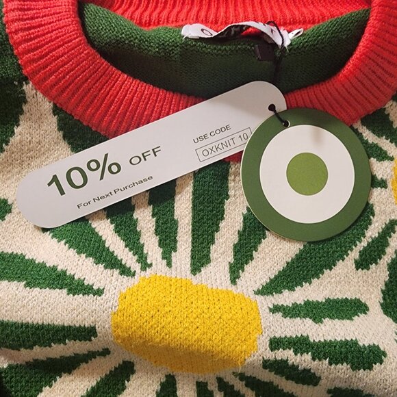 Share Oxknit Sweater Retro Daisy Women's Size L - Pullover - NEW with Tags - Picture 4 of 9